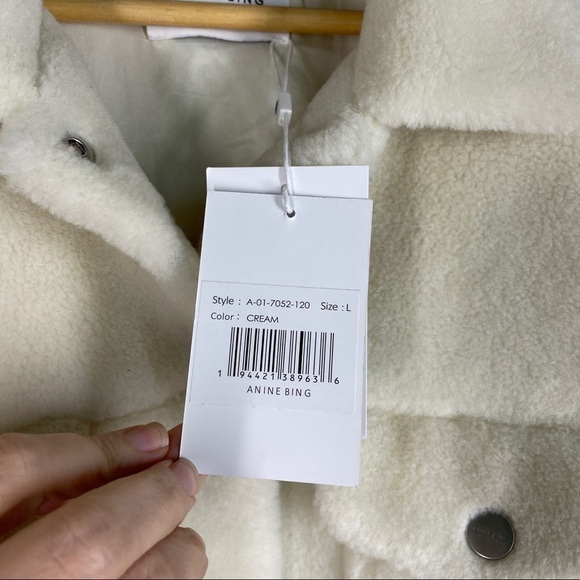 Anine Bing Rory Faux Sherpa Oversized Shacket in Cream L - Picture 9 of 13